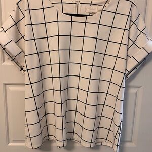 MELLODAY Cream and Black Checkered Blouse